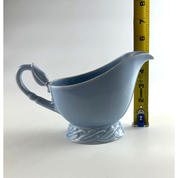 Vtg Vernon Kilns Native California Pottery Ceramic Gravy Boat Blue Leaf Pattern - Picture 11 of 12